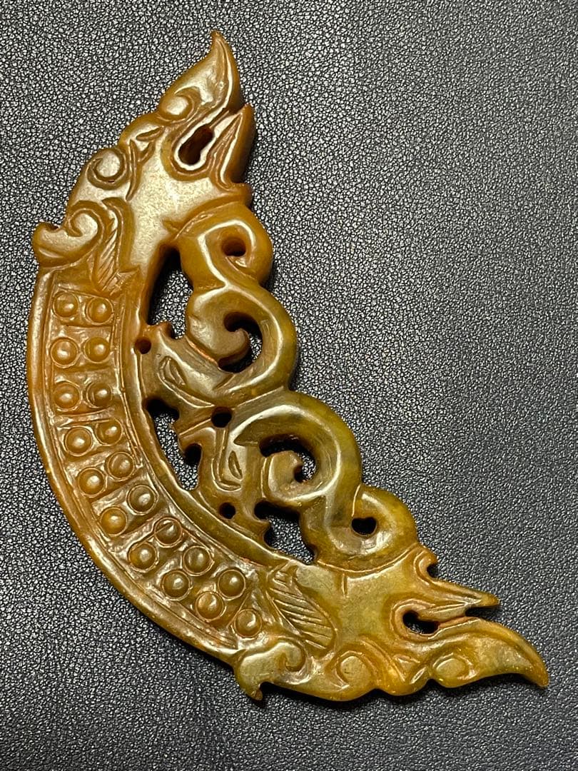 中国古玉　天然石極細工彫刻　風水置物