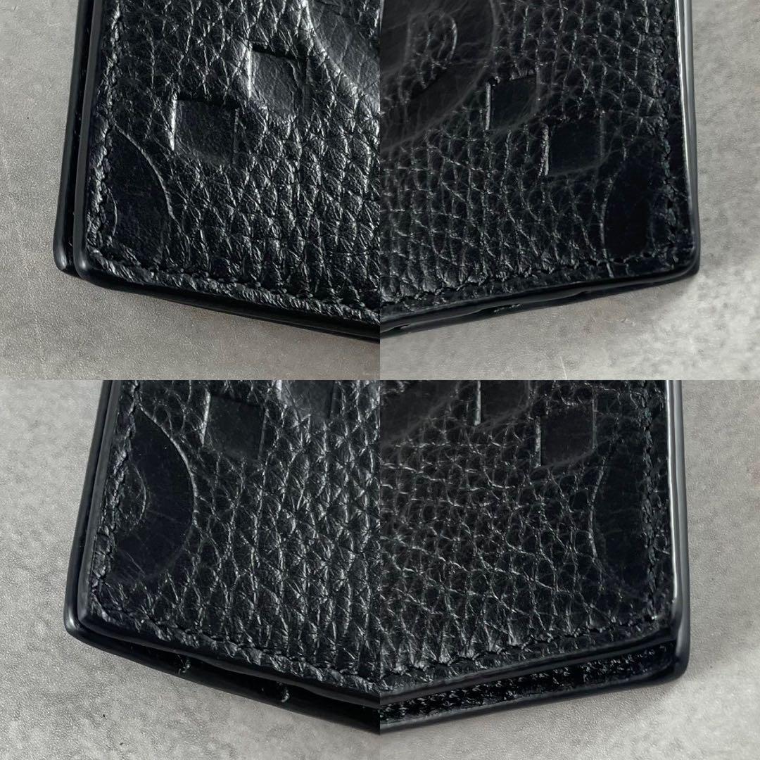 【未使用級 現行】グッチ マネークリップ シマ GG ブラック レザー