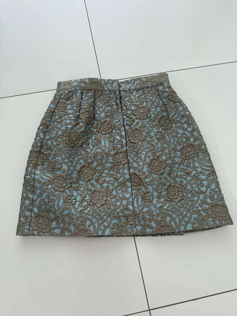 DOLCE & GABBANA スカート 水色 グレー 花柄