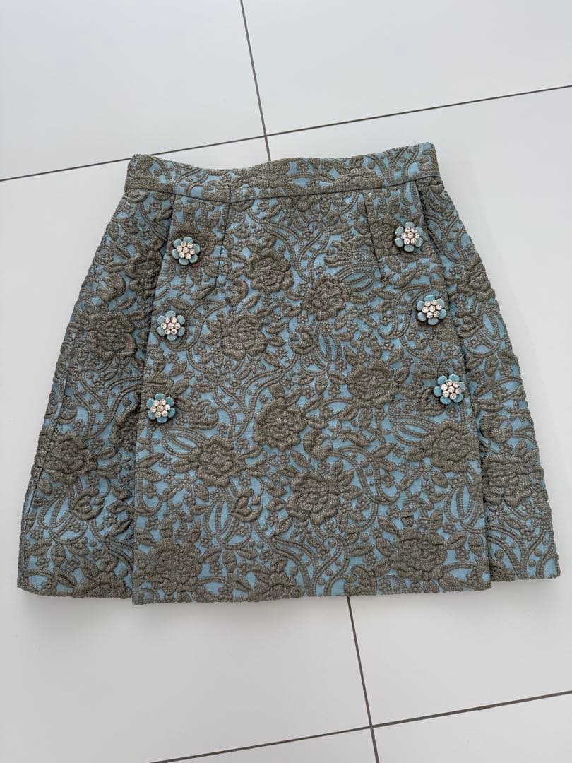 DOLCE & GABBANA スカート 水色 グレー 花柄