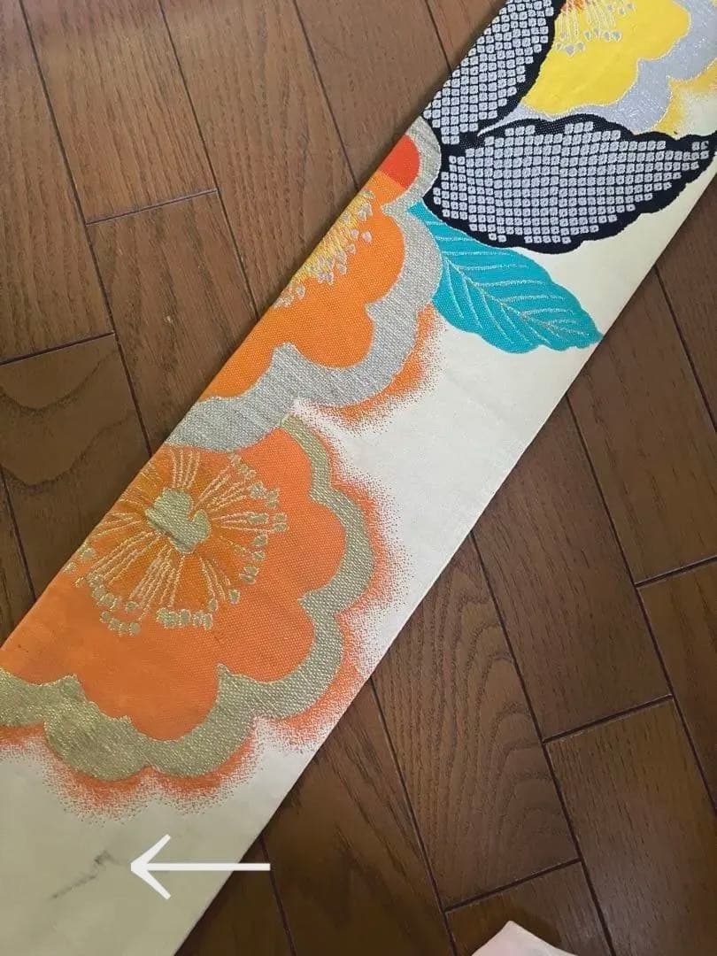 【レア！アンティーク、大正ロマン】ビタミンカラーの梅が可愛い！☆正絹 名古屋帯