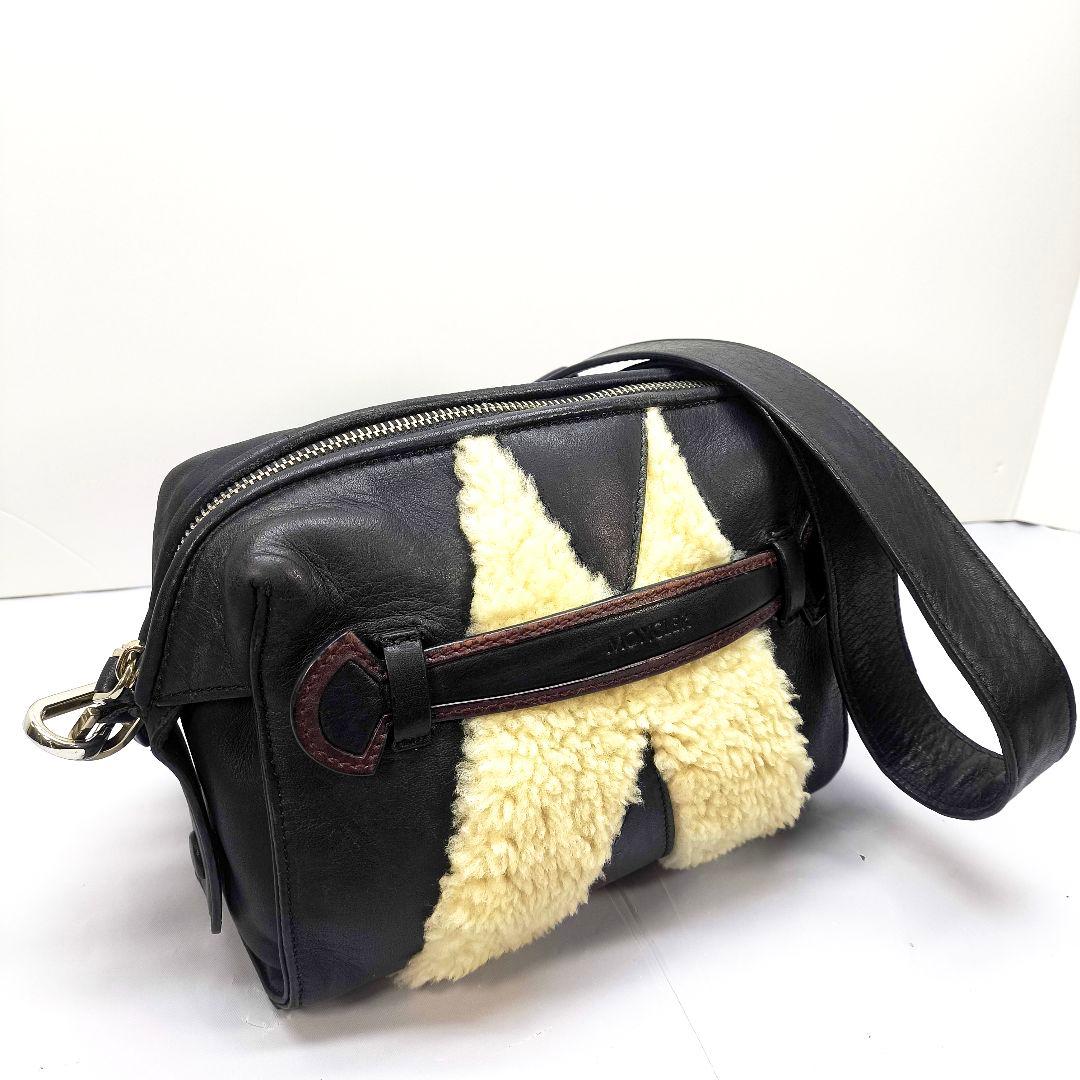希少 モンクレール ウィロウ ショルダーバッグ ブラック ボア MONCLER