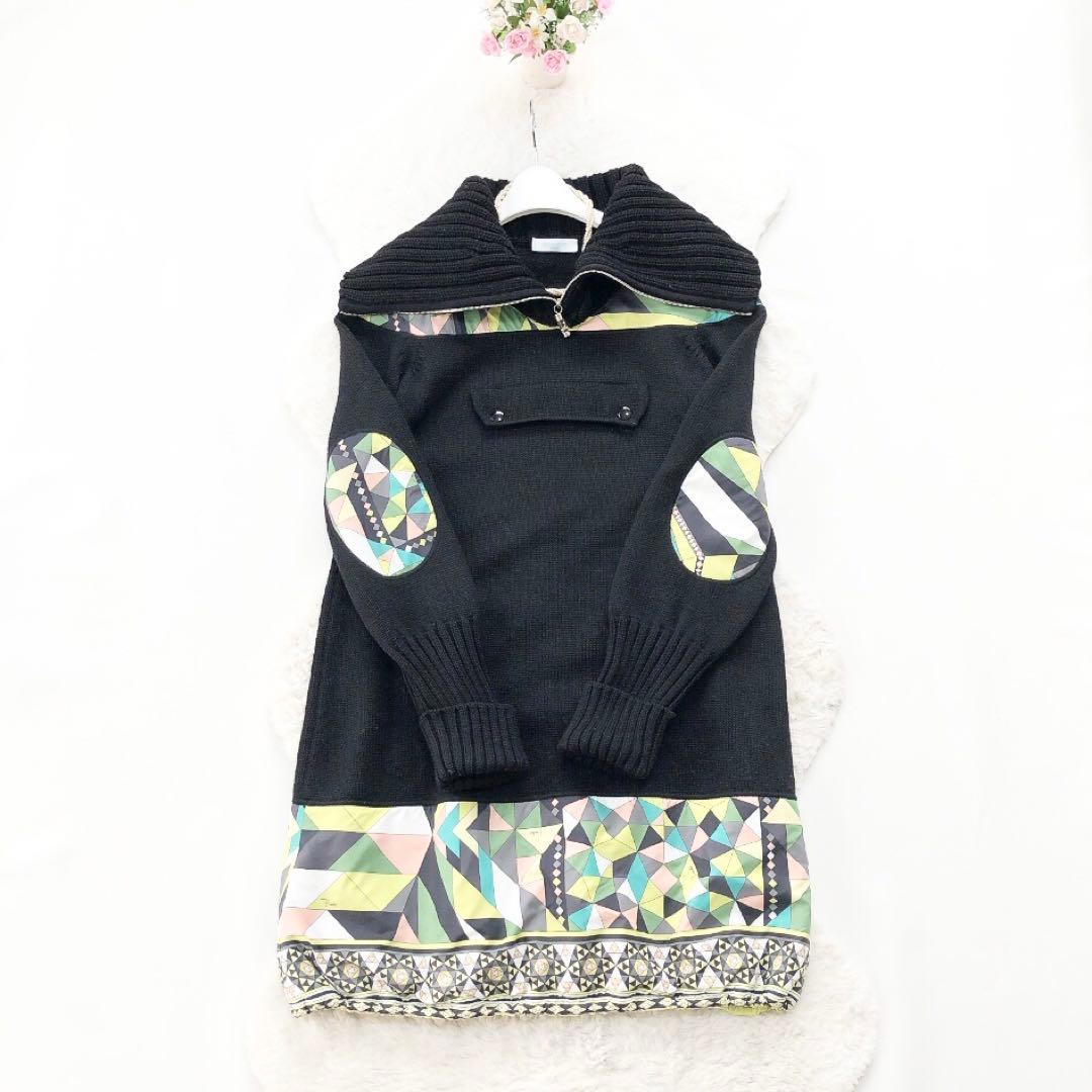 EmilioPucci*エミリオプッチ　ニットワンピース　ハイネック　プッチ柄