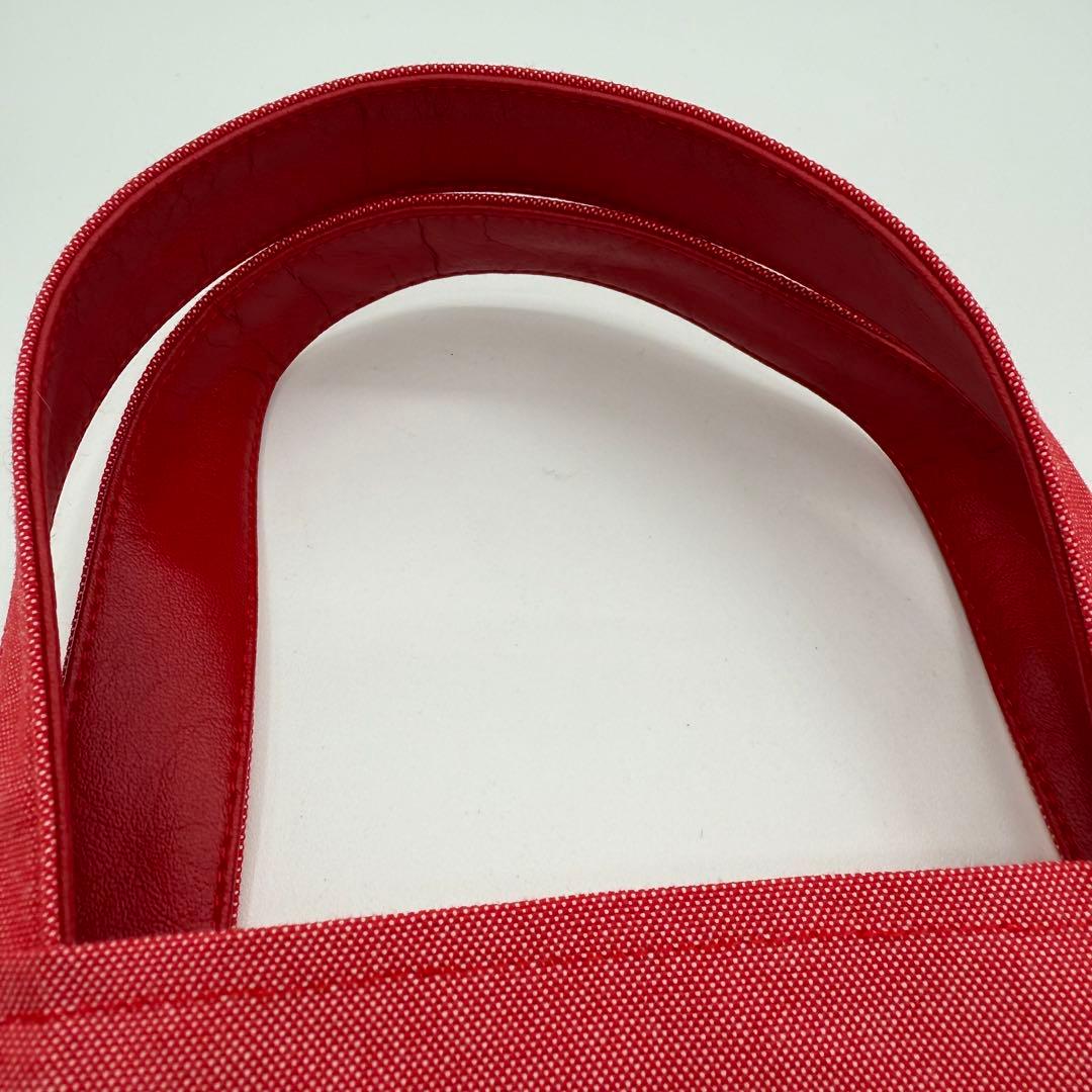 ファミリア　デニムバッグ　赤　手刺繍　女の子　うさぎ　ミニ　マチ付き