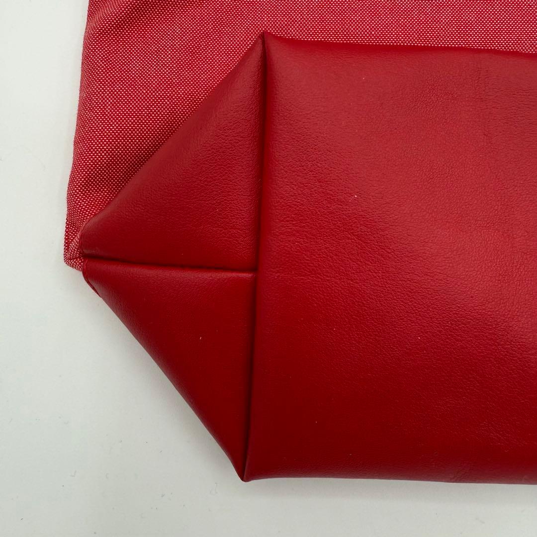 ファミリア　デニムバッグ　赤　手刺繍　女の子　うさぎ　ミニ　マチ付き