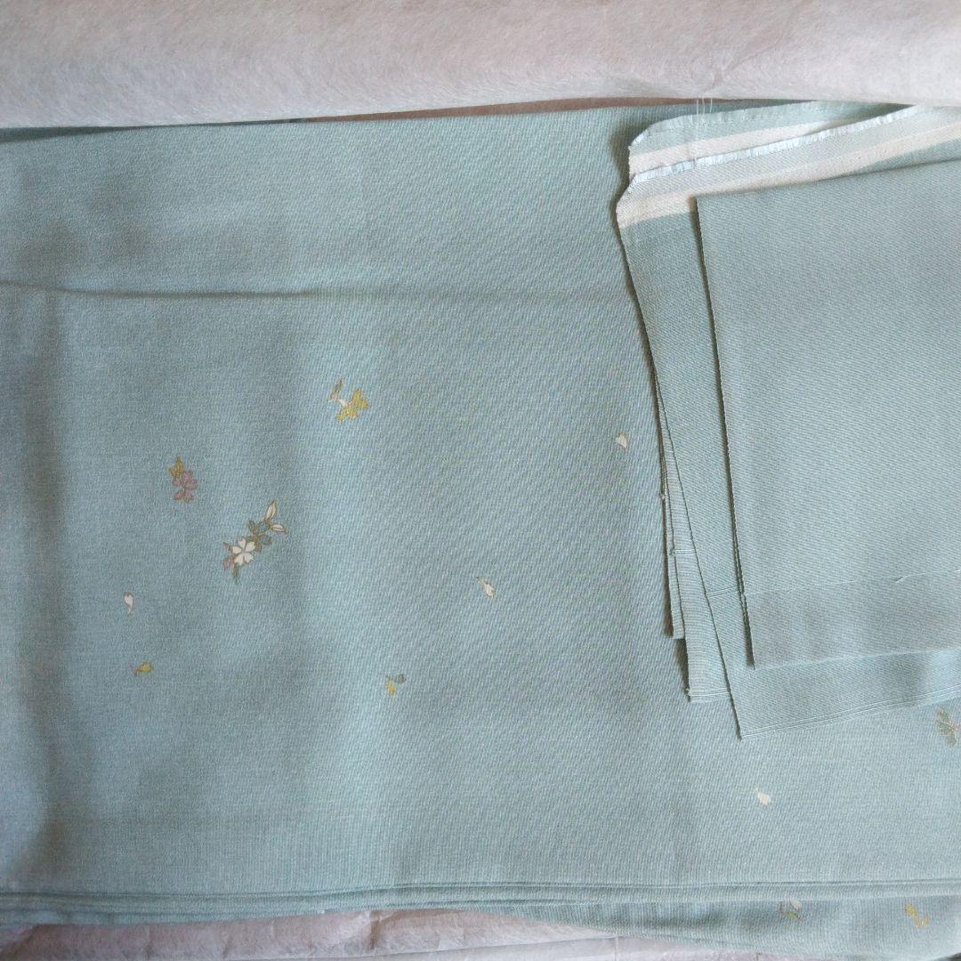 小紋　袷　新品　未使用　薄緑