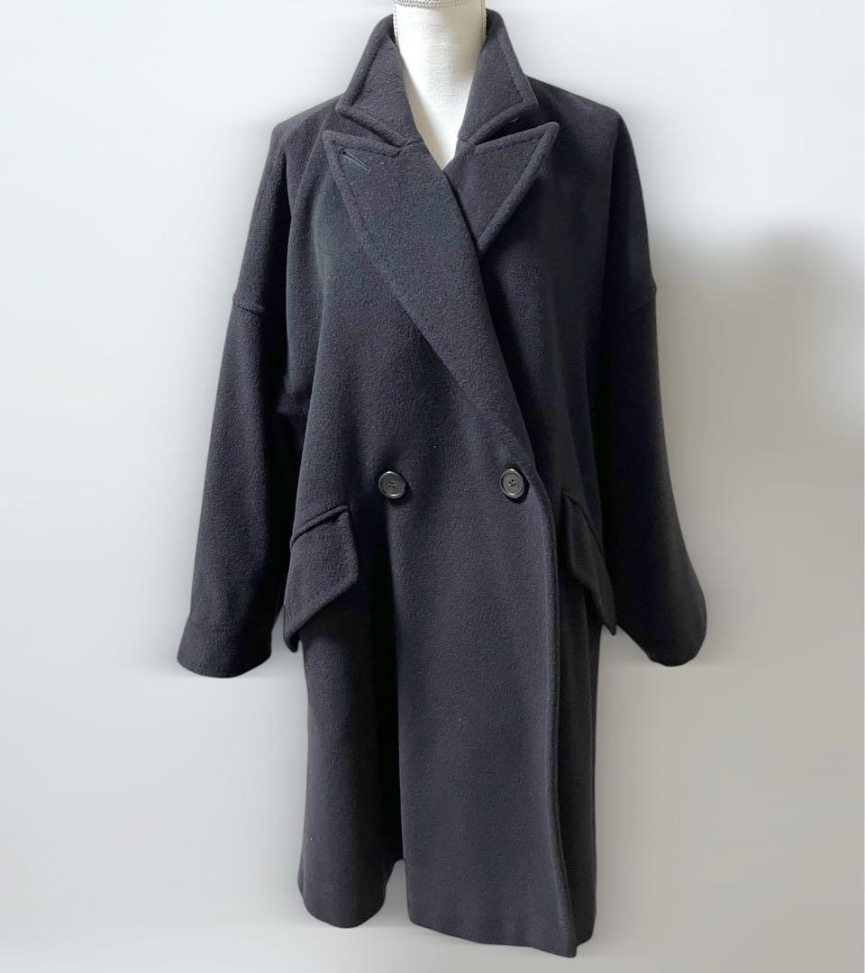 マックスマーラ コート 白タグ ウール カシミヤ オーバーサイズ 黒