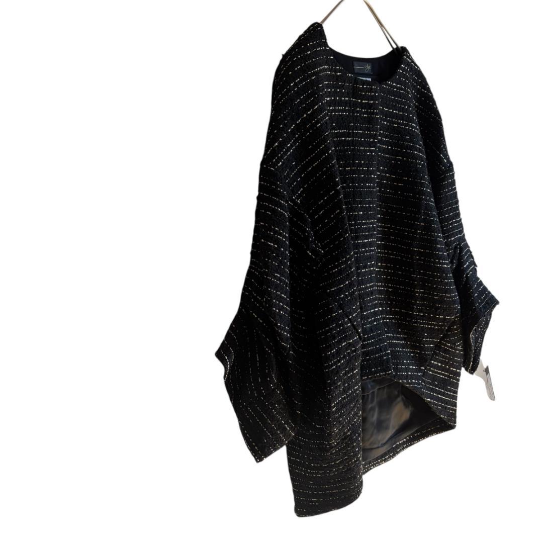 新品 Aga×GIOLICA ノーカラーツイードジャケット 9号 黒