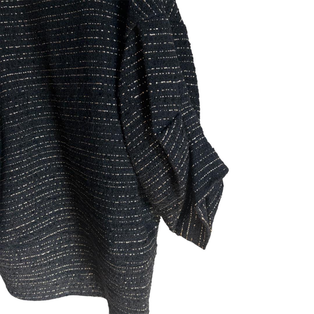 新品 Aga×GIOLICA ノーカラーツイードジャケット 9号 黒