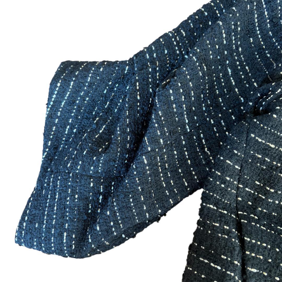 新品 Aga×GIOLICA ノーカラーツイードジャケット 9号 黒