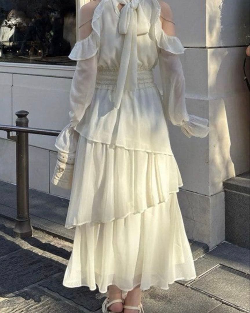 NICE CLAUPアメスリティアードロングワンピース