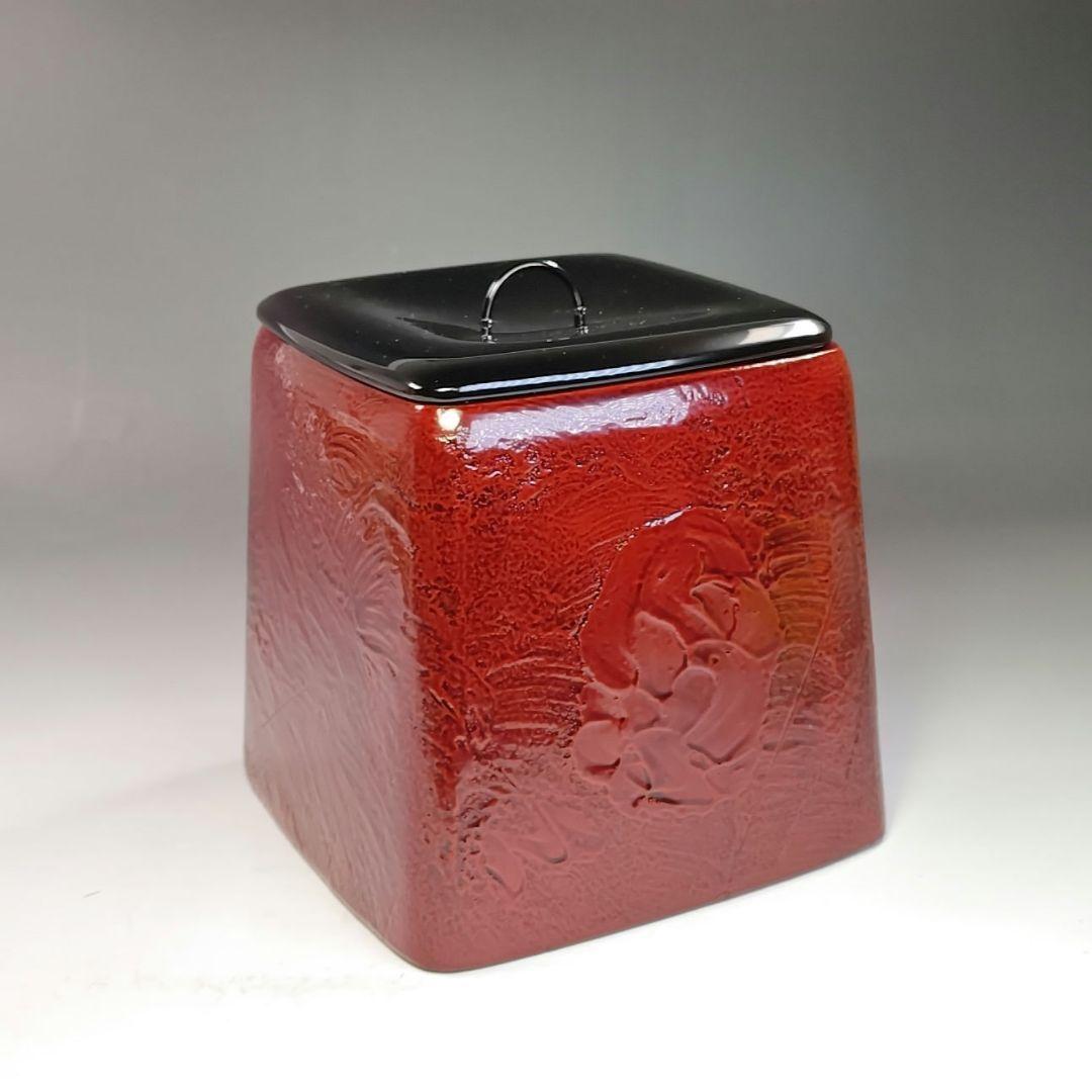 イ751 水指『輪島塗　作家物　四方形　水指　共箱』茶道具