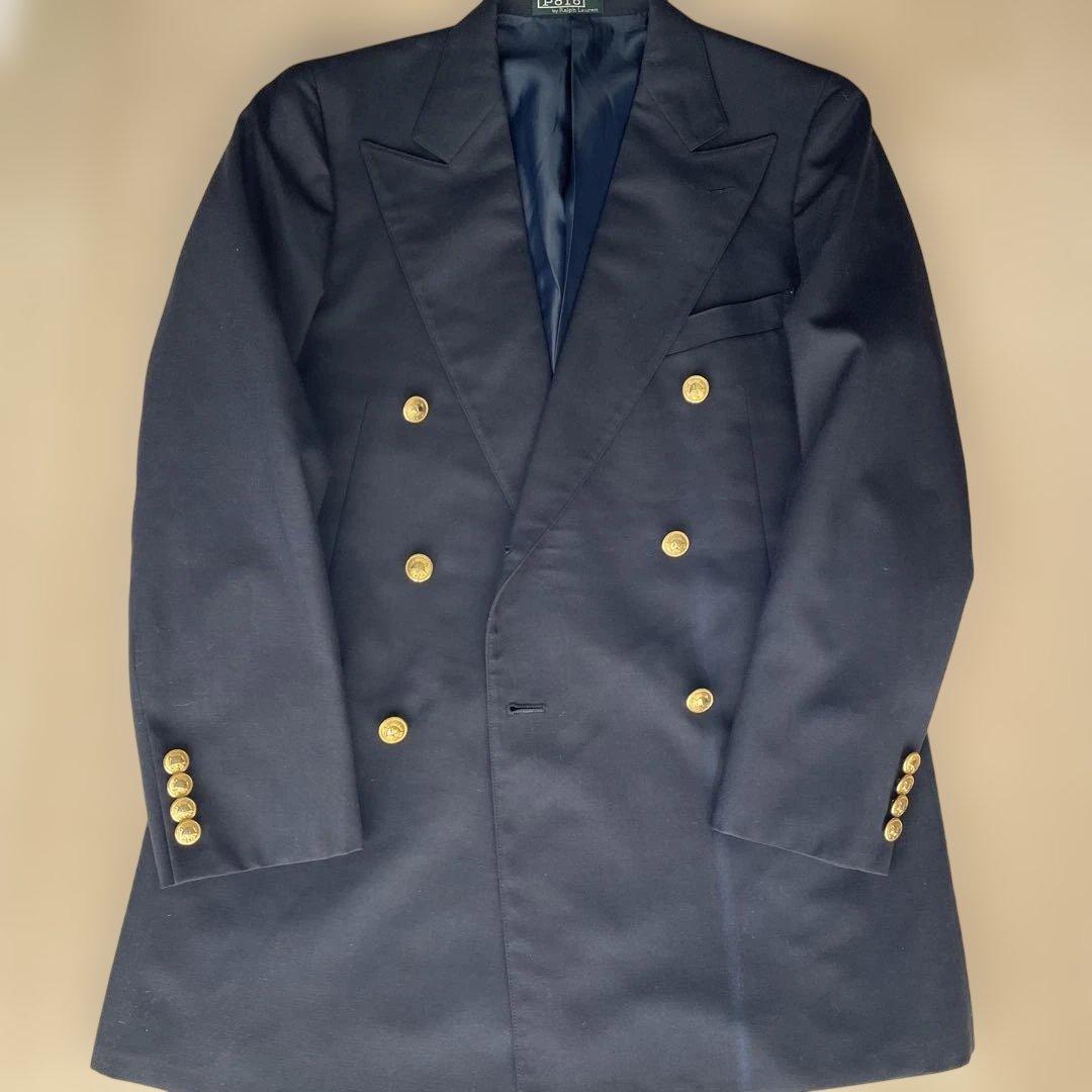 【名品】Polo by Ralph Lauren ダブルジャケット 紺ブレ