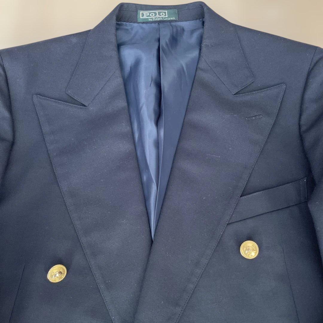 【名品】Polo by Ralph Lauren ダブルジャケット 紺ブレ