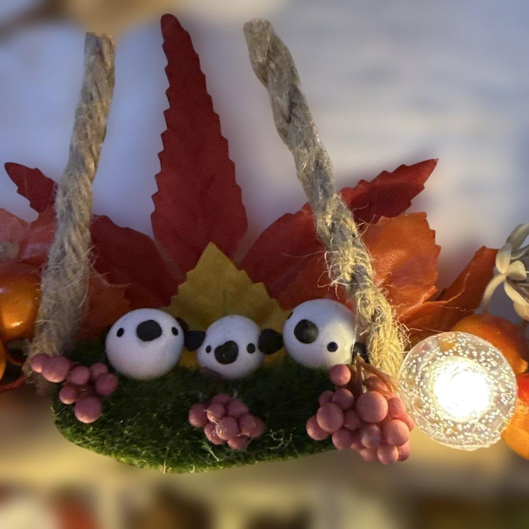 どんぐりアート♡紅葉狩りトライアングルリース＆癒しのオブジェ　２品♡