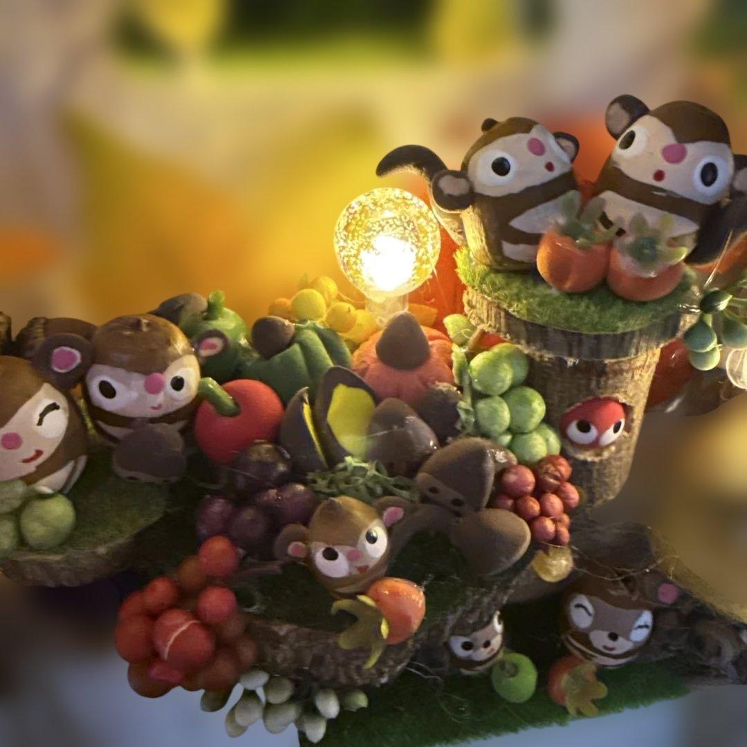 どんぐりアート♡紅葉狩りトライアングルリース＆癒しのオブジェ　２品♡