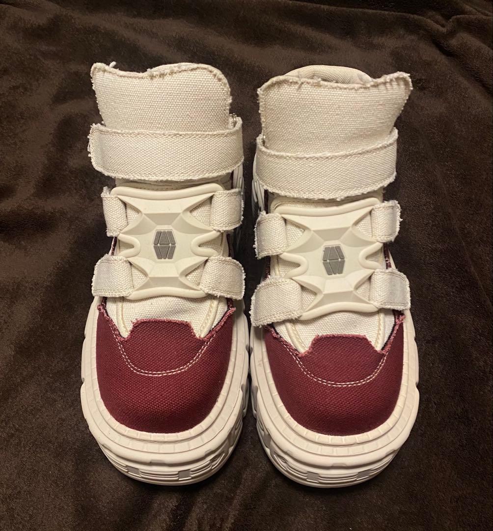 NEW ROCK風　ニューロック スニーカー　ベージュ　赤　ベルト　厚底