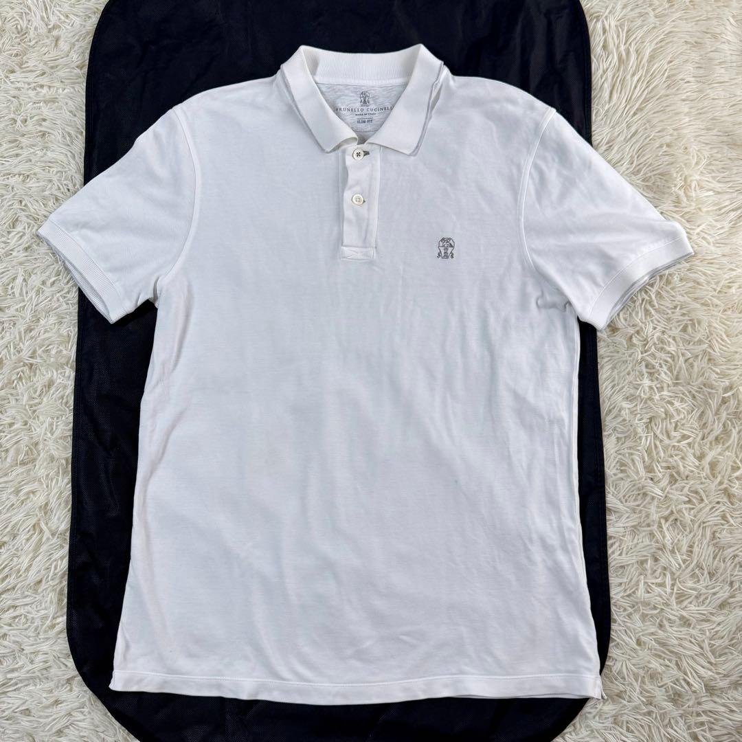 【現行】ブルネロクチネリ　ホワイト　ポロシャツ　Mサイズ