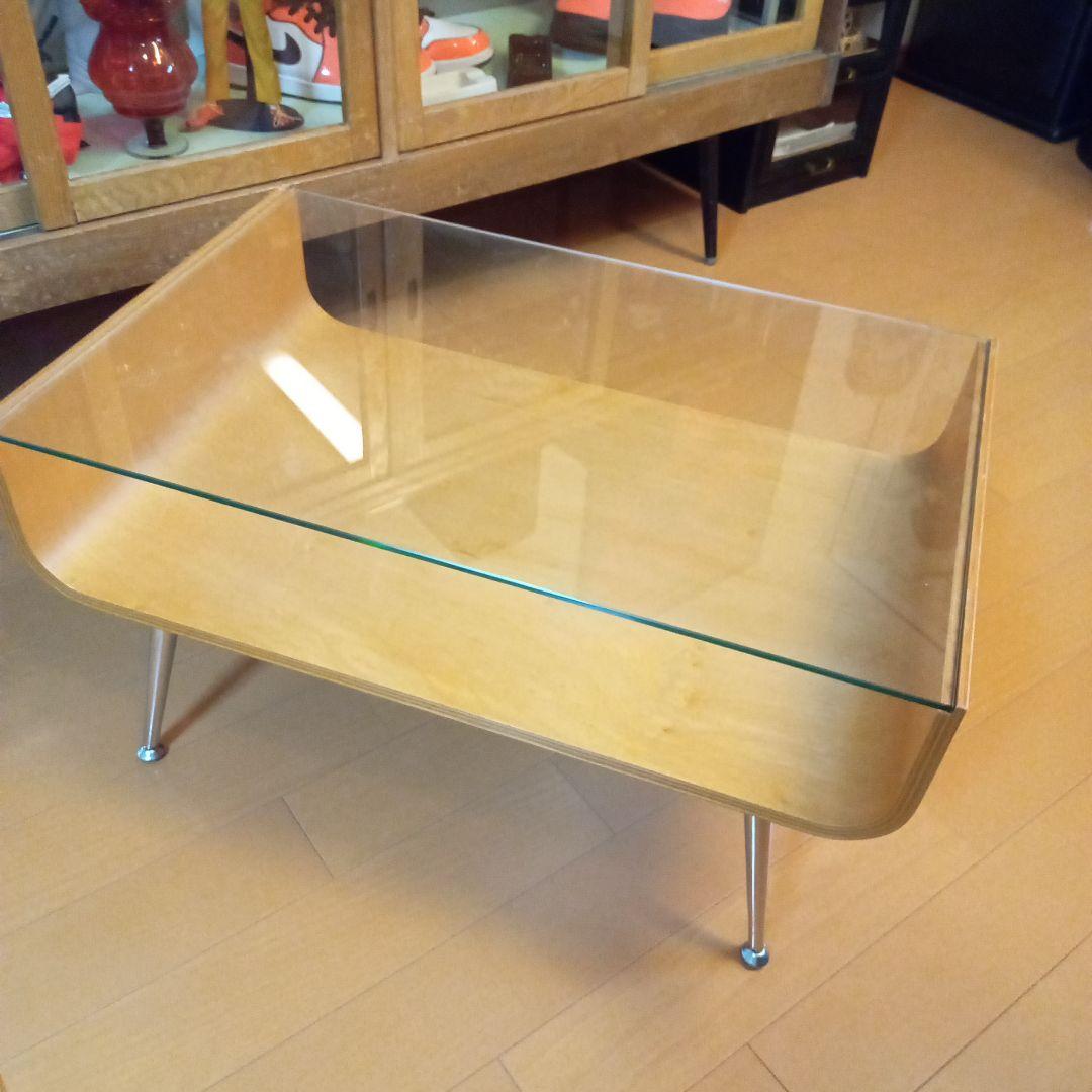 ✨️ミッドセンチュリー スペースエイジ プライウッド センターテーブル ガラス