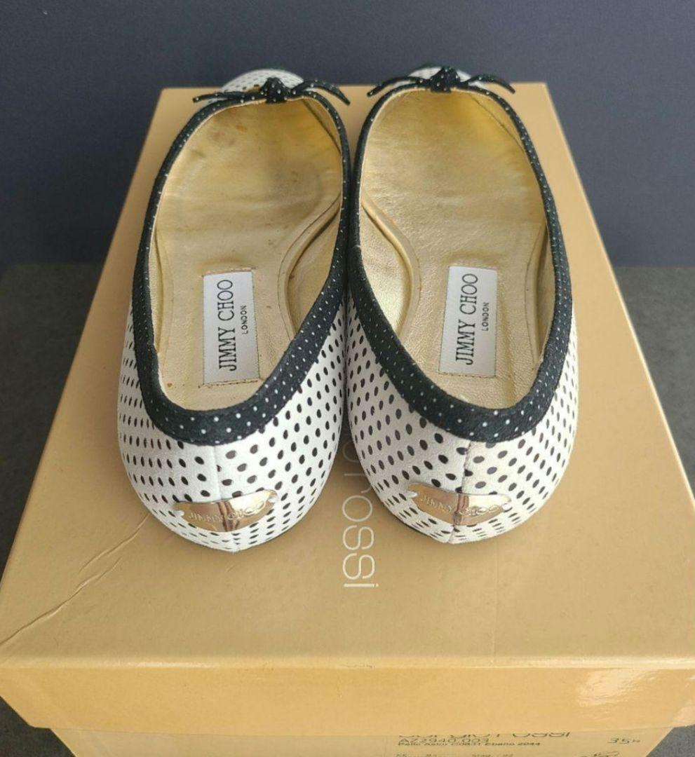 ドット柄ポインテッドトゥフラットシューズ