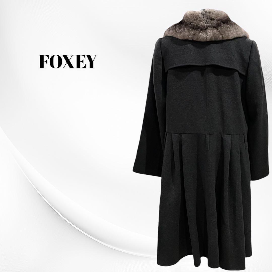 高級 フォクシー カシミア100% ダブルフェイス チンチラ ファー コート