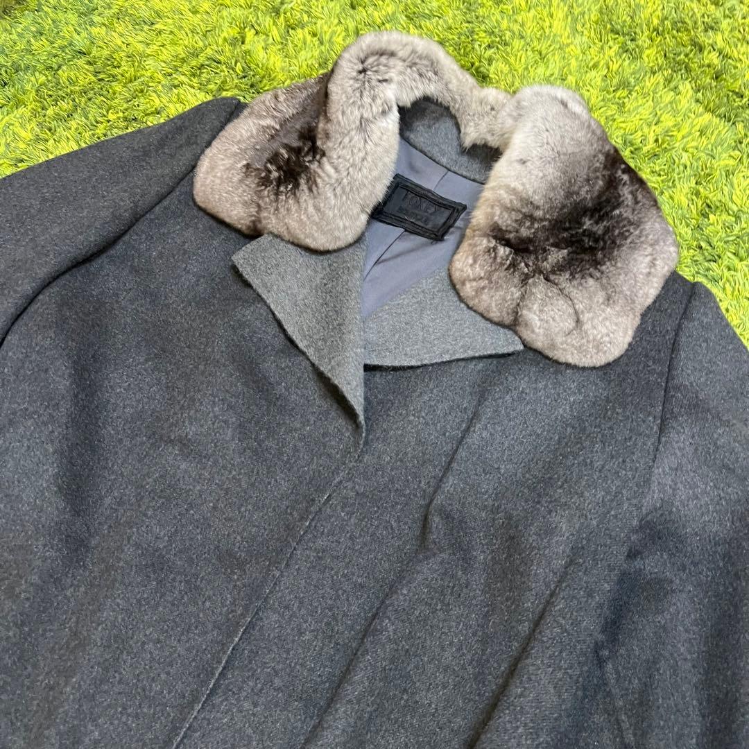 高級 フォクシー カシミア100% ダブルフェイス チンチラ ファー コート