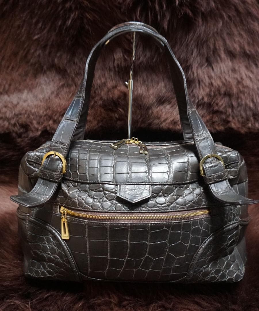 レザージュエルズ JRA認定日本製マットクロコレザー ボストン ジムバック