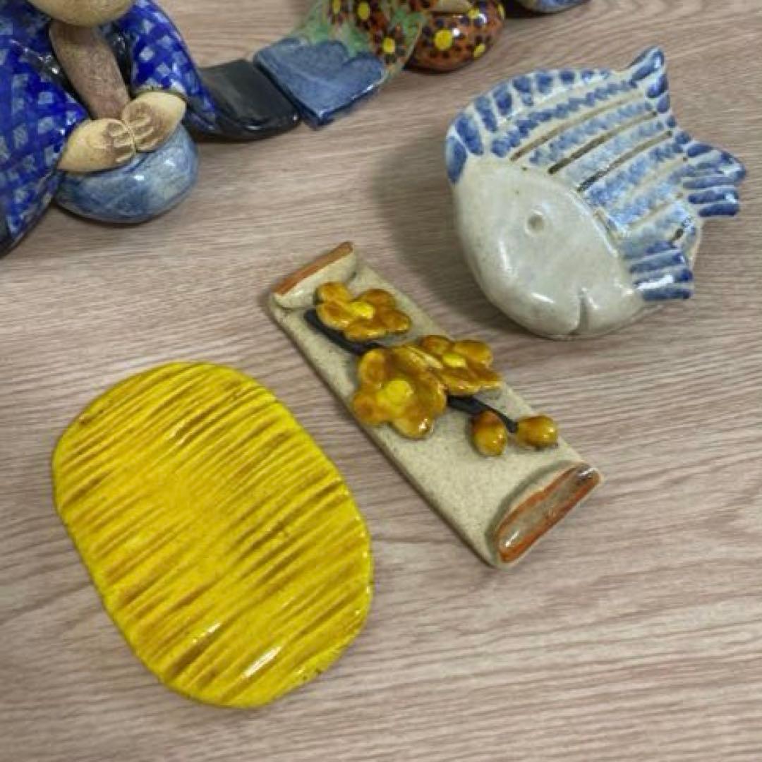 一点物　希少　益子焼　陶器雛人形 犬の嫁入り　陶器製 雛道具付