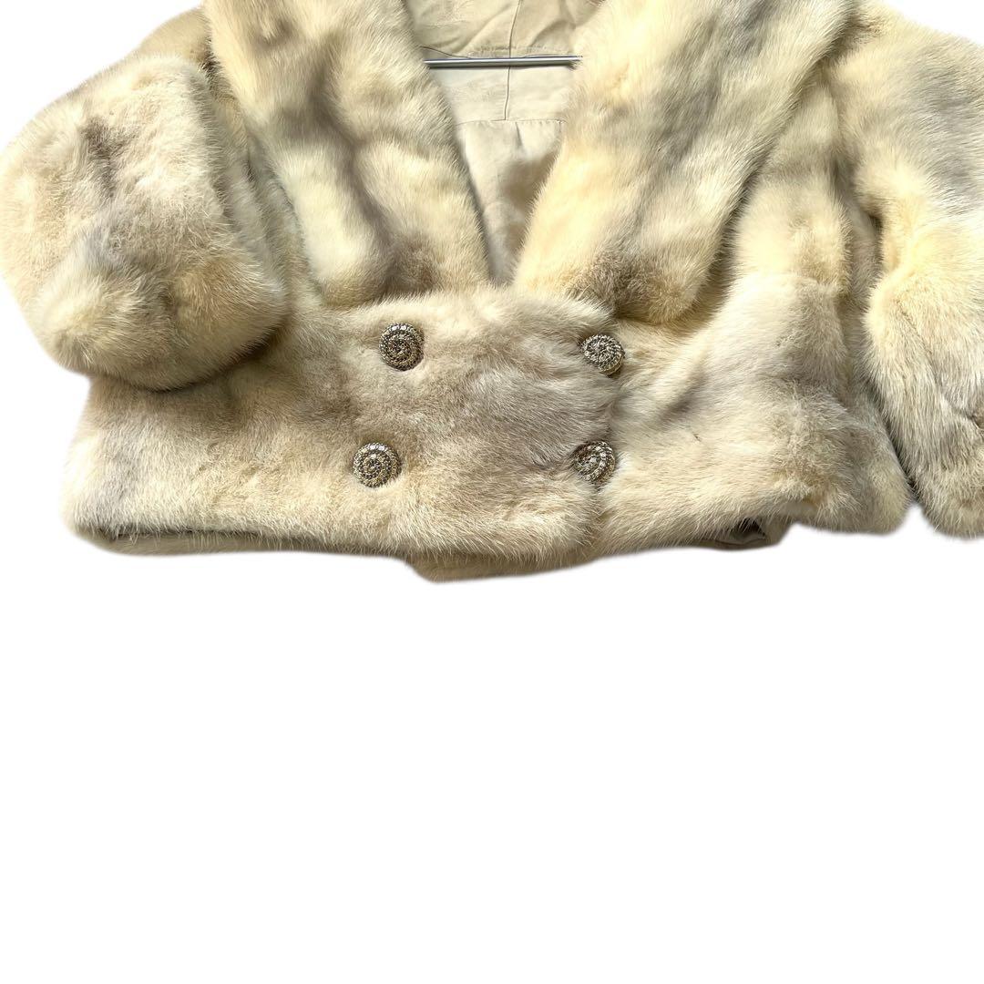 希少デザイン クロップド丈 クロスミンク パール リアルファーコート 本毛皮