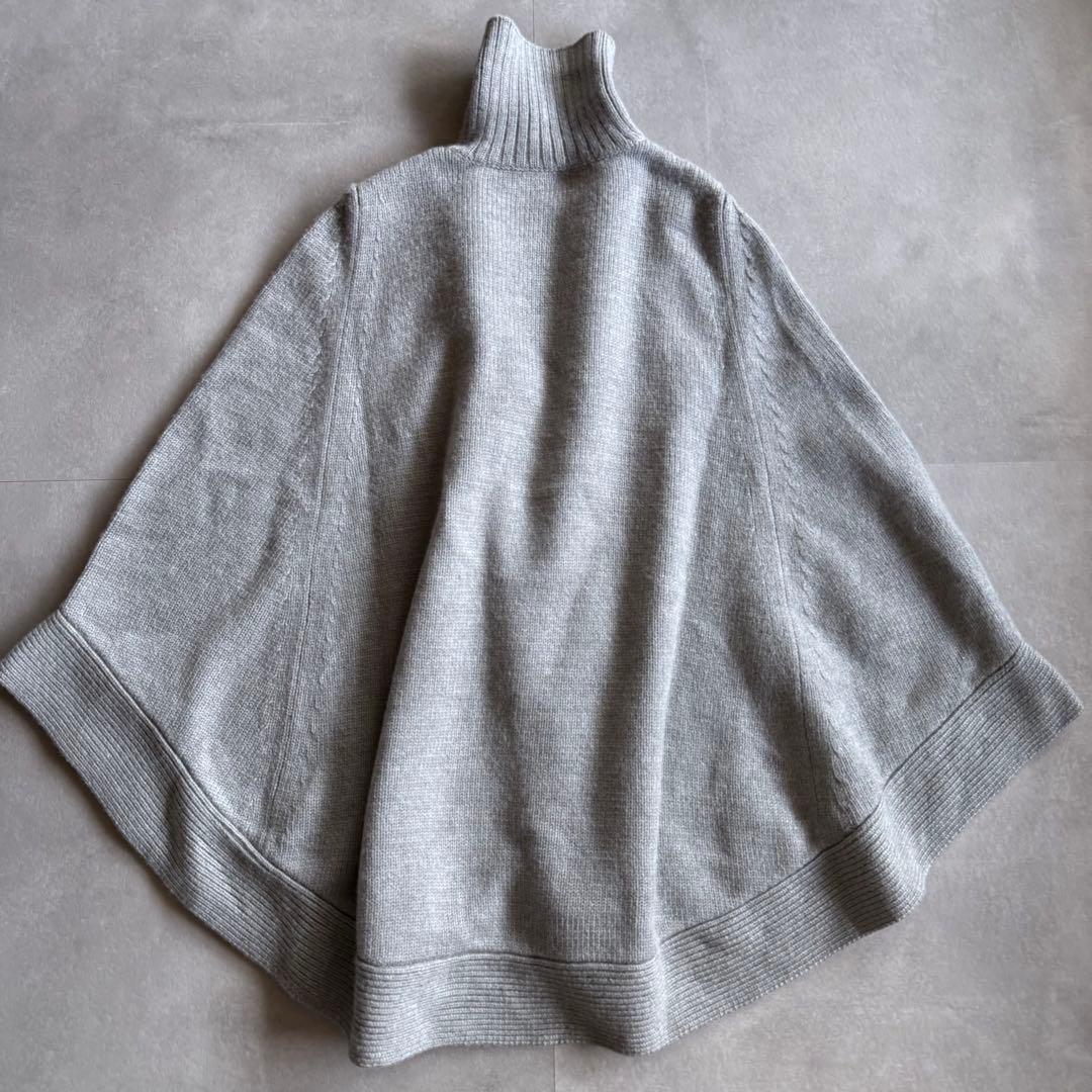 【美品✨】HYKE ニットポンチョ　厚手　アウター　タートルネック　グレー