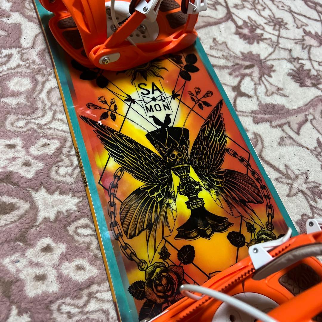 美品 SALOMON 138cm バイン付 スノーボードセット 子供 レディース