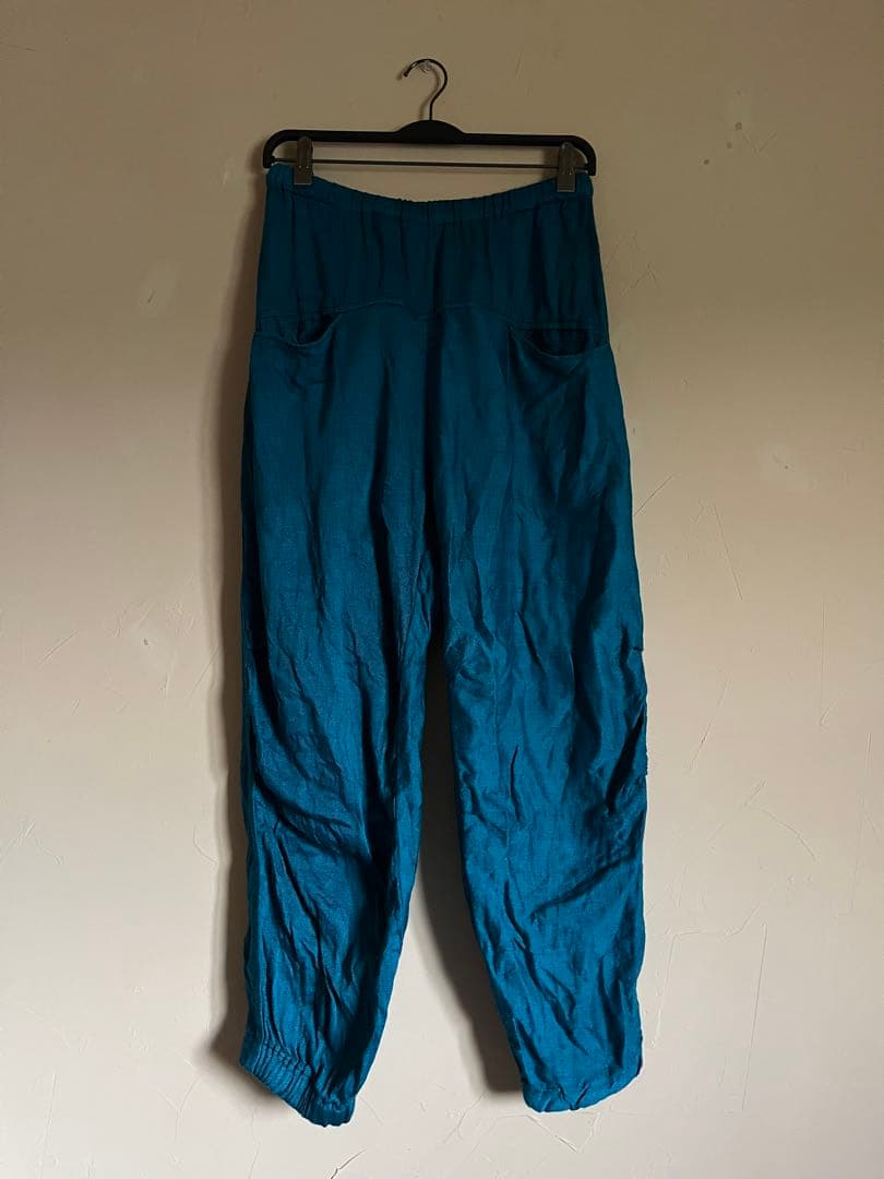 USED タマキニイメnica pants 麻70%綿30% ターコイズ