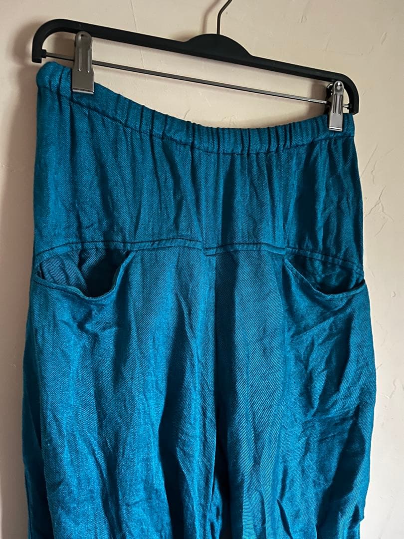 USED タマキニイメnica pants 麻70%綿30% ターコイズ