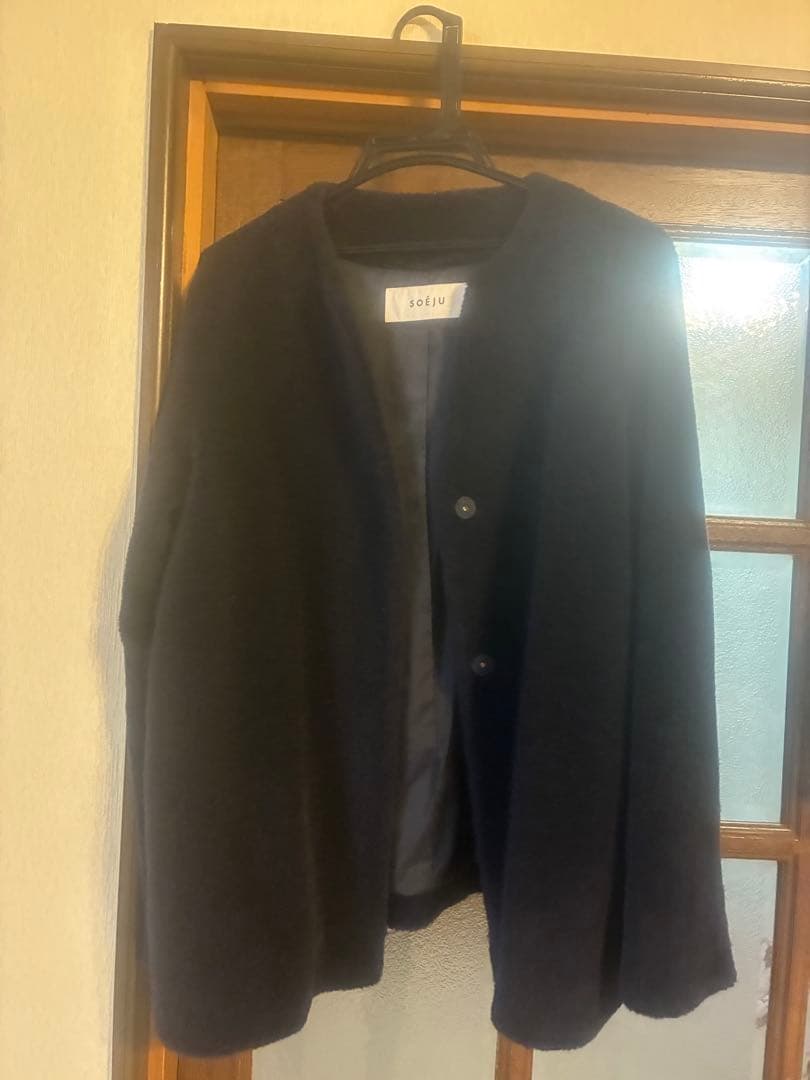 SOÉJU ネイビー ジャケット コート ノーカラー