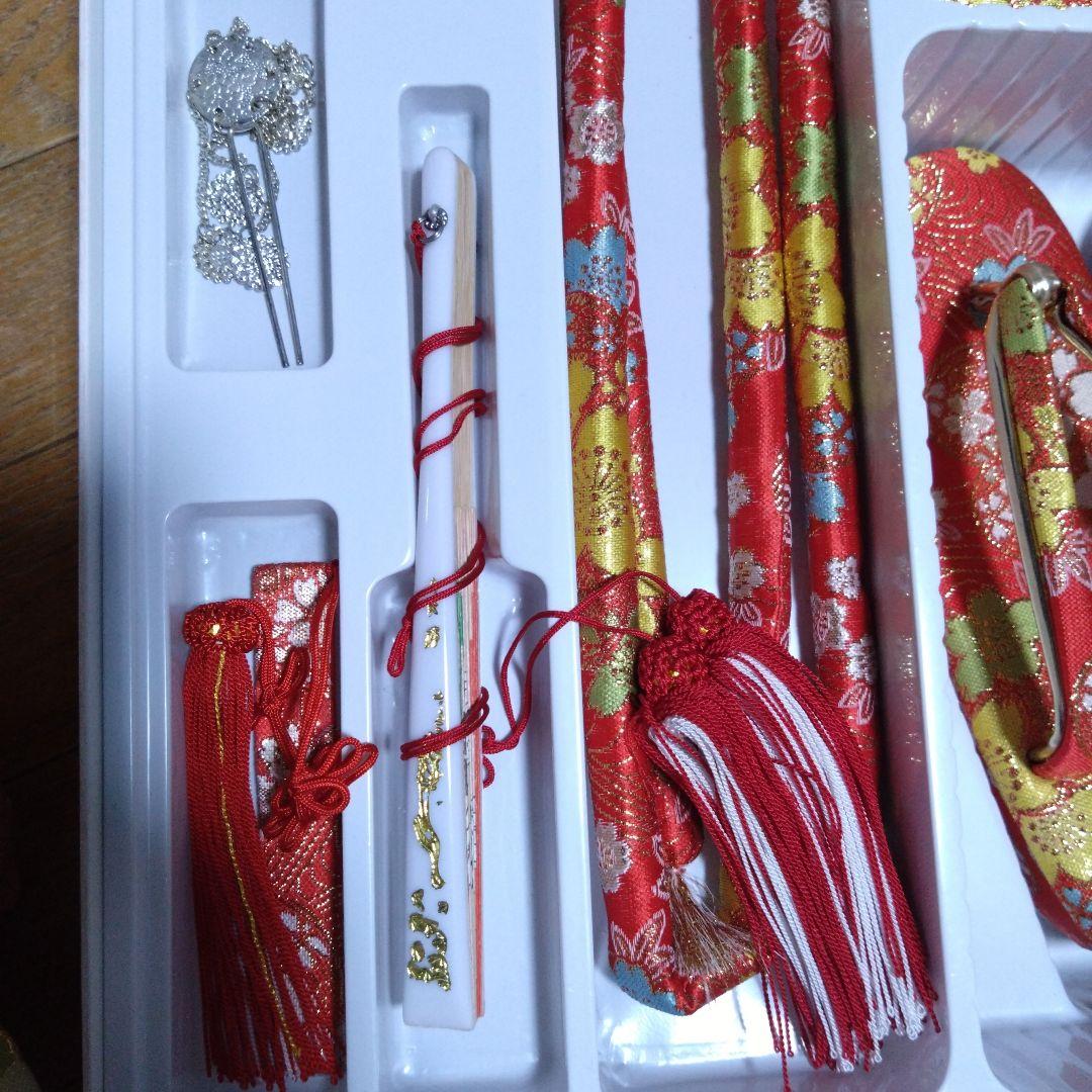 美品★七歳★帯バッグ草履はこせこ小物セット★桜柄