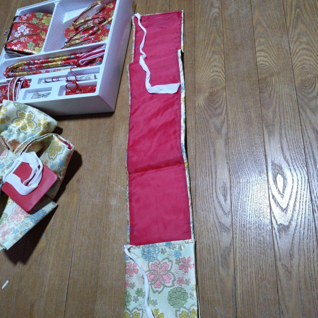 美品★七歳★帯バッグ草履はこせこ小物セット★桜柄