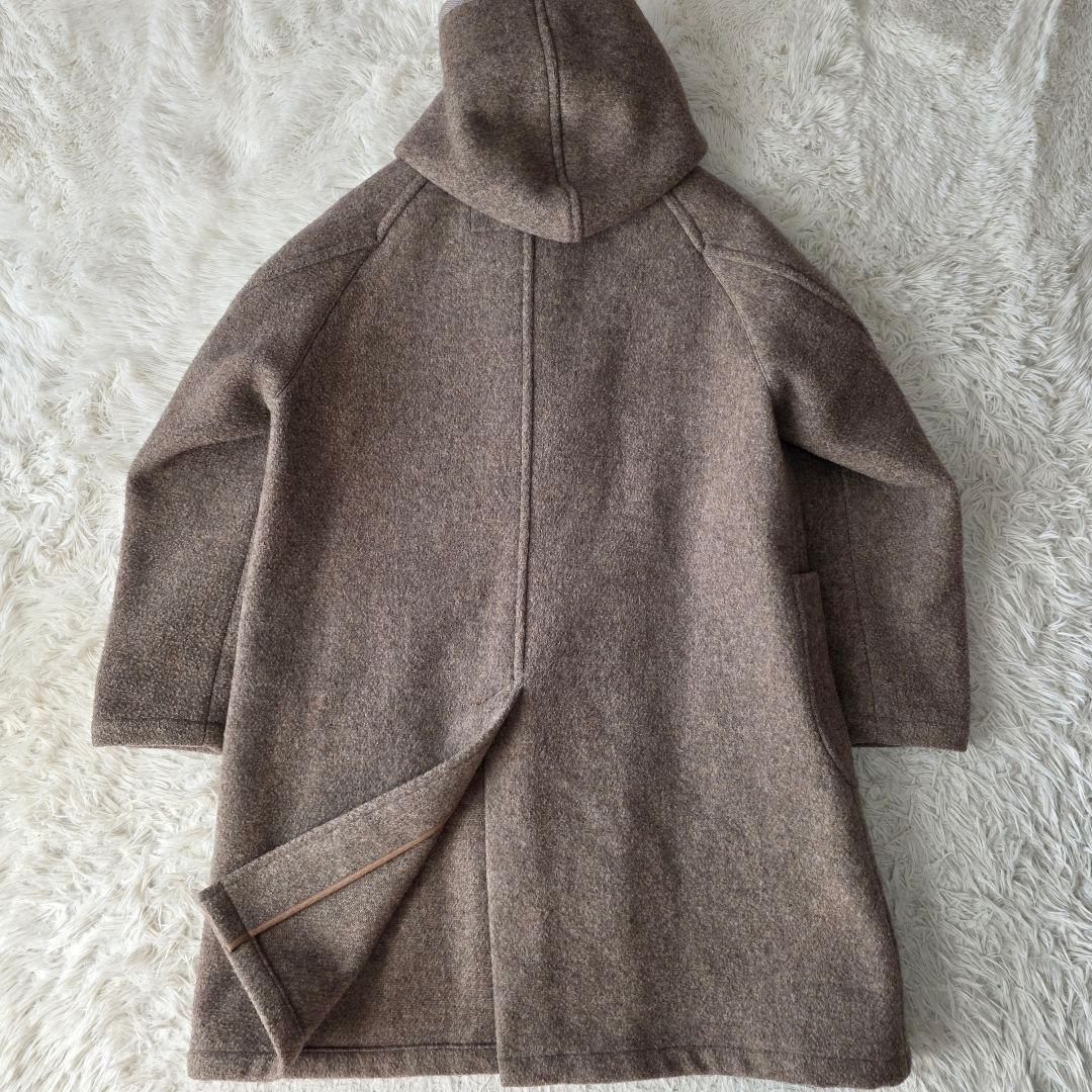 【美品/36】ダントン ウールモッサ ロング フードコート 胡桃ボタン