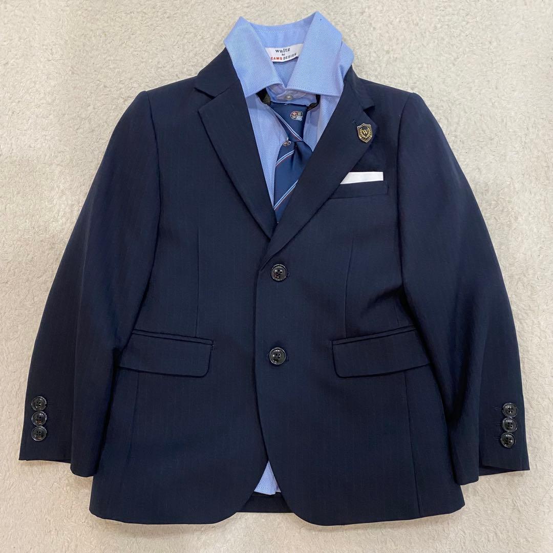 【美品】ビームスデザイン　フォーマルスーツ セットアップ ネイビー 120 4点