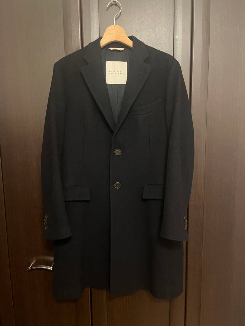 マッキントッシュフィロソフィー チェスターコート ネイビー ロング丈