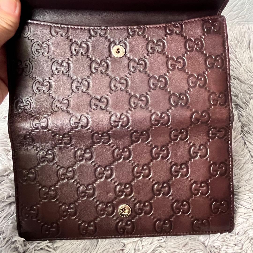 極美品✨GUCCI シマ　ダークブラウン　プリンシー　レザー　シルバーロゴ