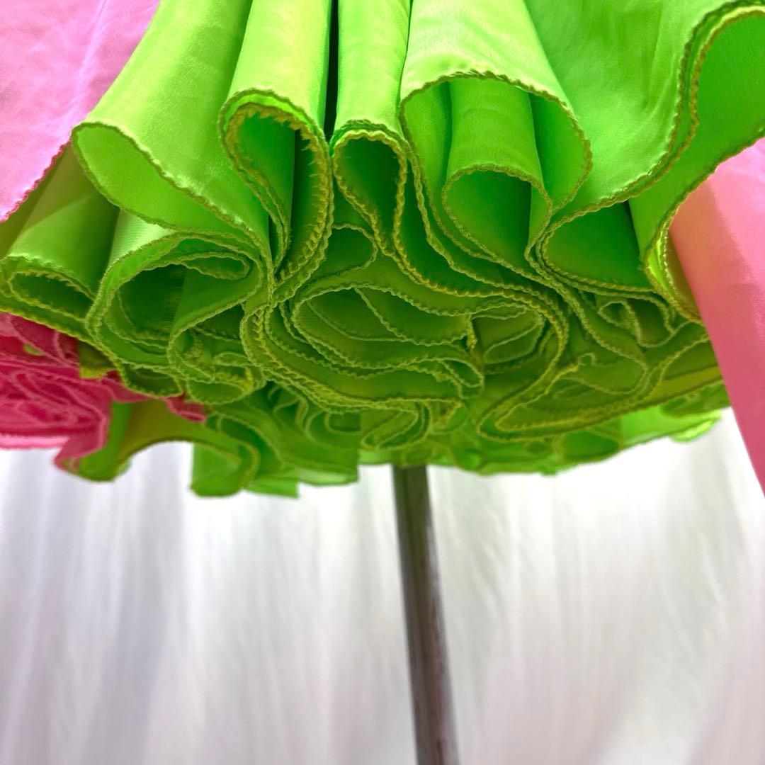 6329★S ネオングリーン ピンク スワロ スタンダードドレス 社交ダンス