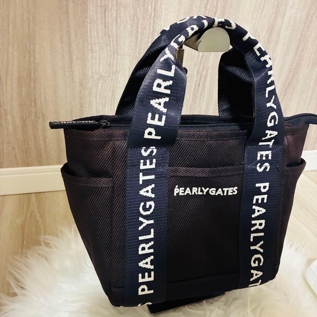 パーリーゲイツ　カートバッグ　ロゴ総柄　PG ニコちゃん　ネイビー