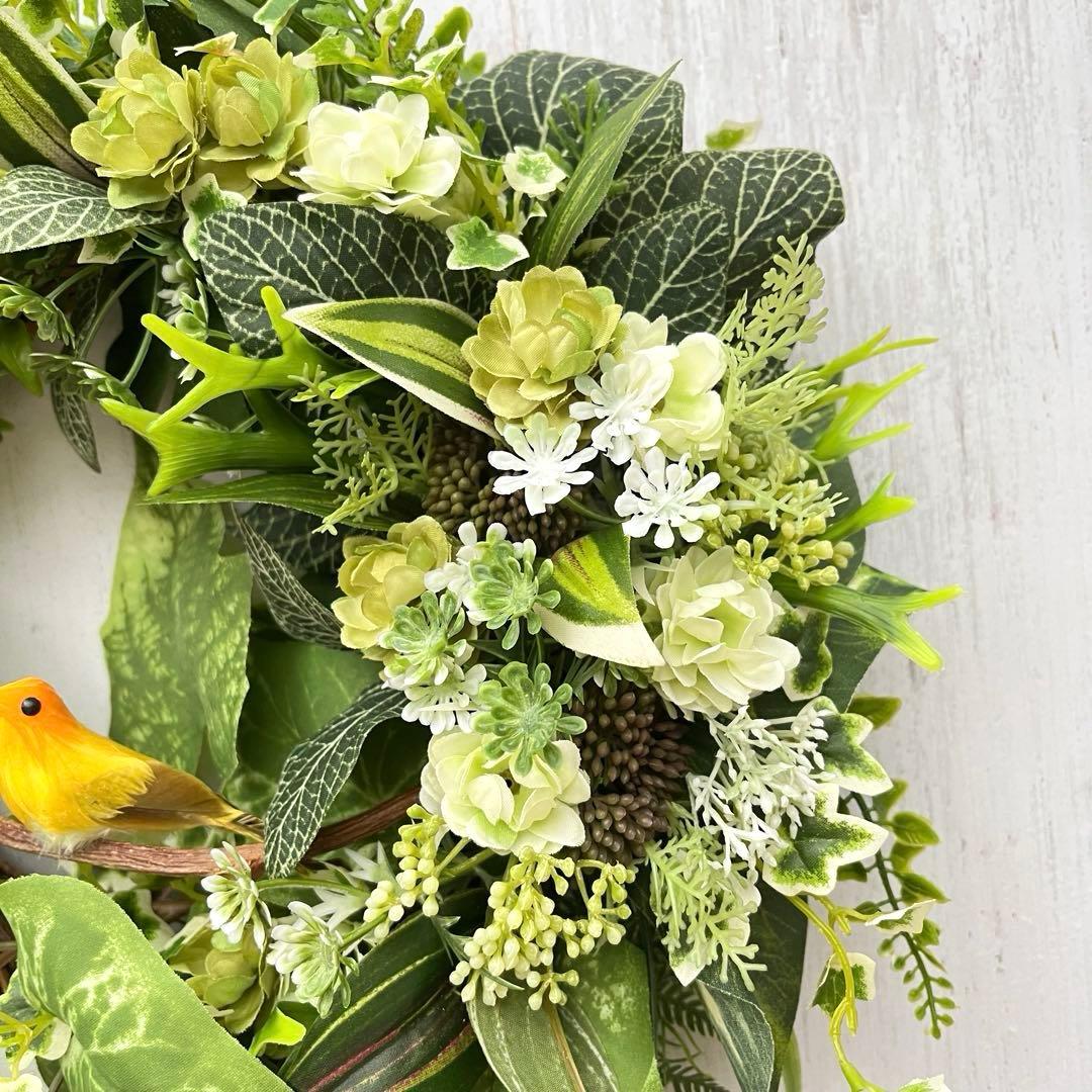 NO25_73森と小鳥のリース　アーティフィシャルフラワー　造花　玄関リース