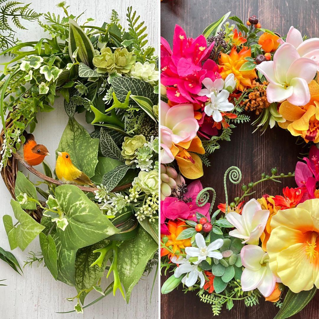 NO25_73森と小鳥のリース　アーティフィシャルフラワー　造花　玄関リース