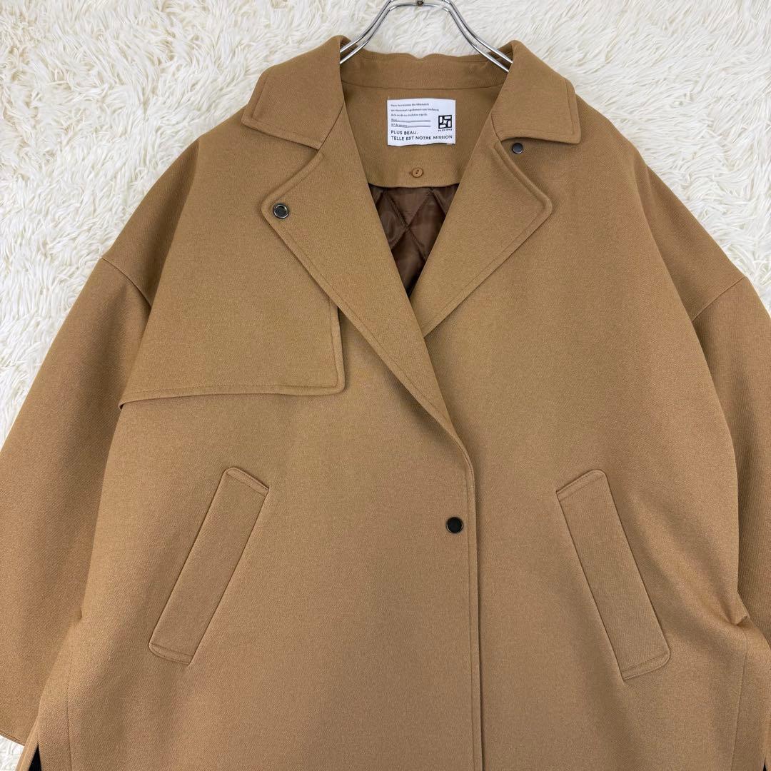 美品 PACCIONE ナノヒーティングトレンチ風コート ライナー付き キャメル