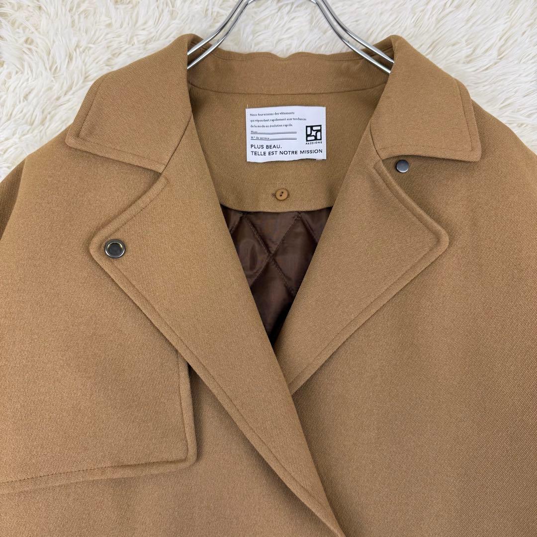 美品 PACCIONE ナノヒーティングトレンチ風コート ライナー付き キャメル