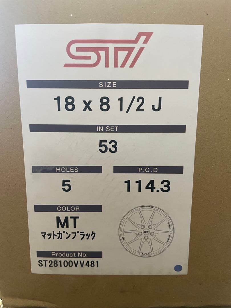新品未使用STIパフォーマンスホイール 18インチ 8.5Jマットガンブラック