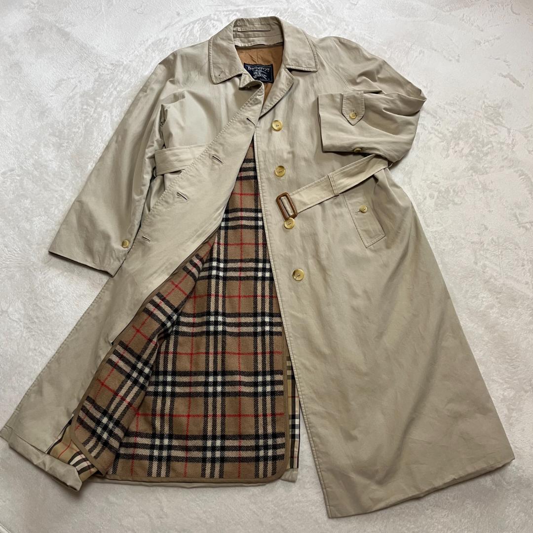 【極美品】バーバリー ステンカラーコート L ～ LL XL ライナー付き