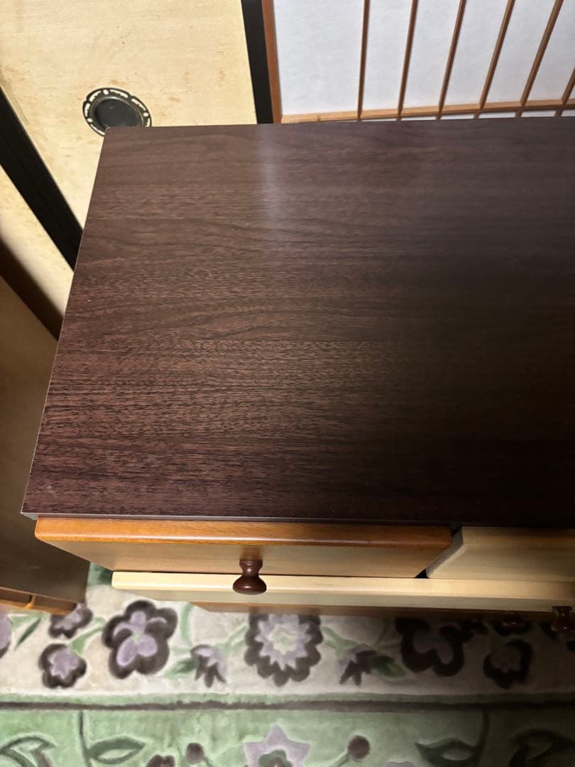 モザイク模様の天然木ローチェスト　ニトリ　クオーレ