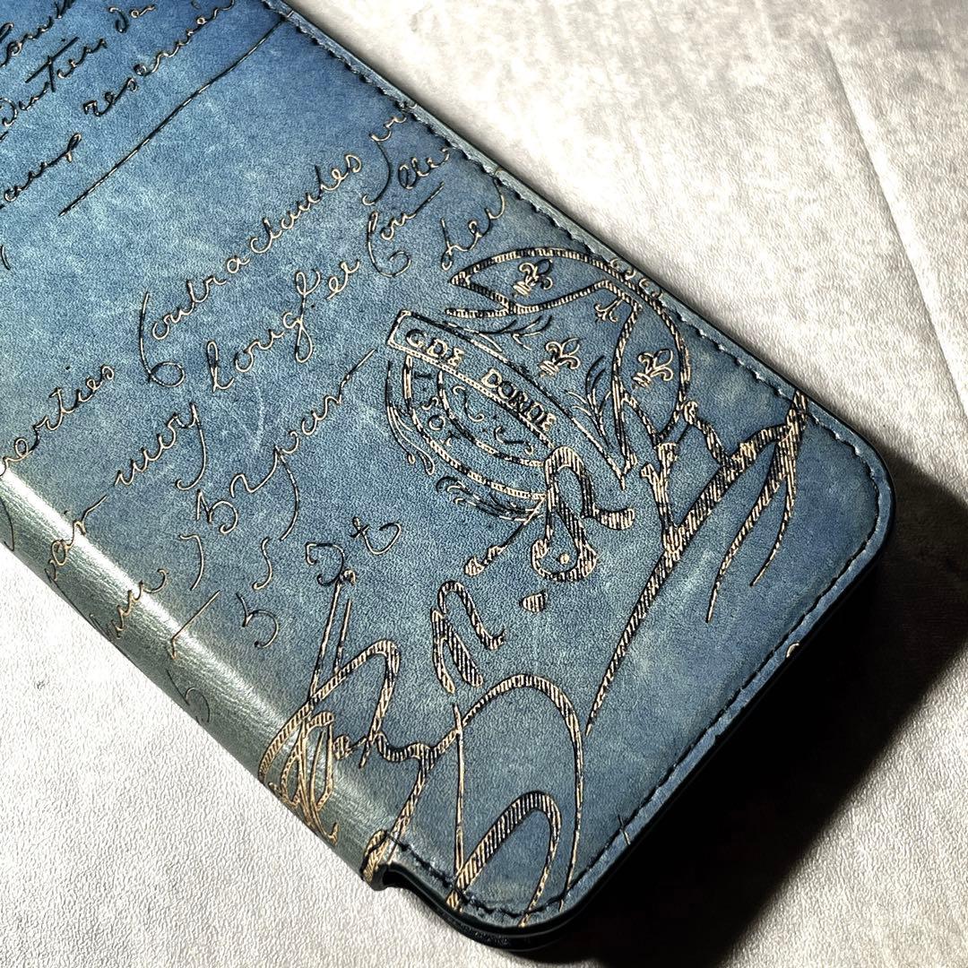 ベルルッティx ネイティブユニオン iPhone13 pro カリグラフィー　青